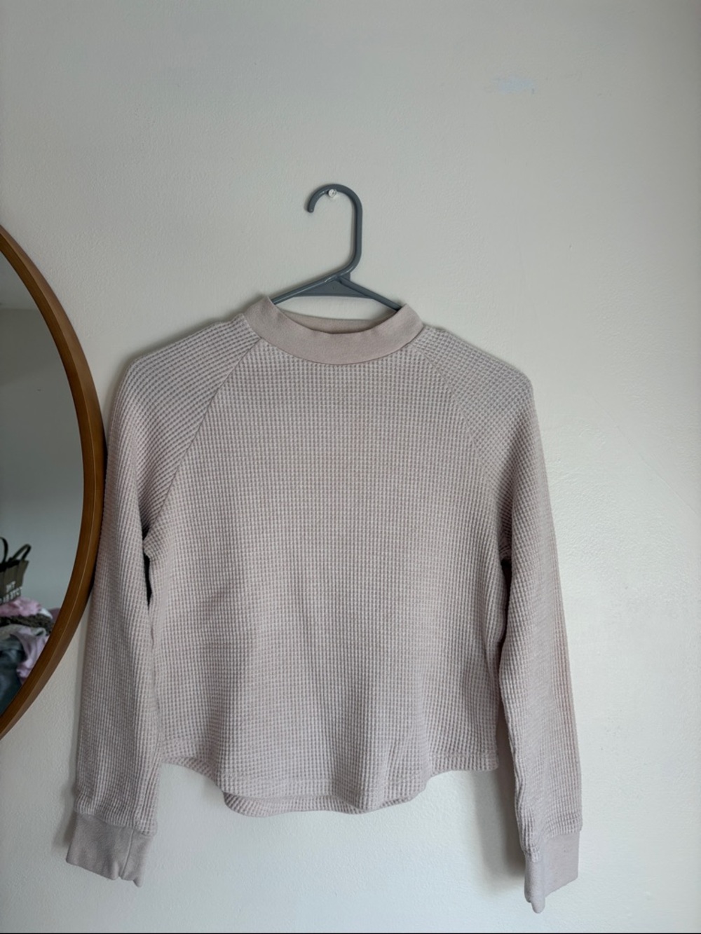 Madewell Cozy Waffle Knit Crewneck Top - Light Pink
